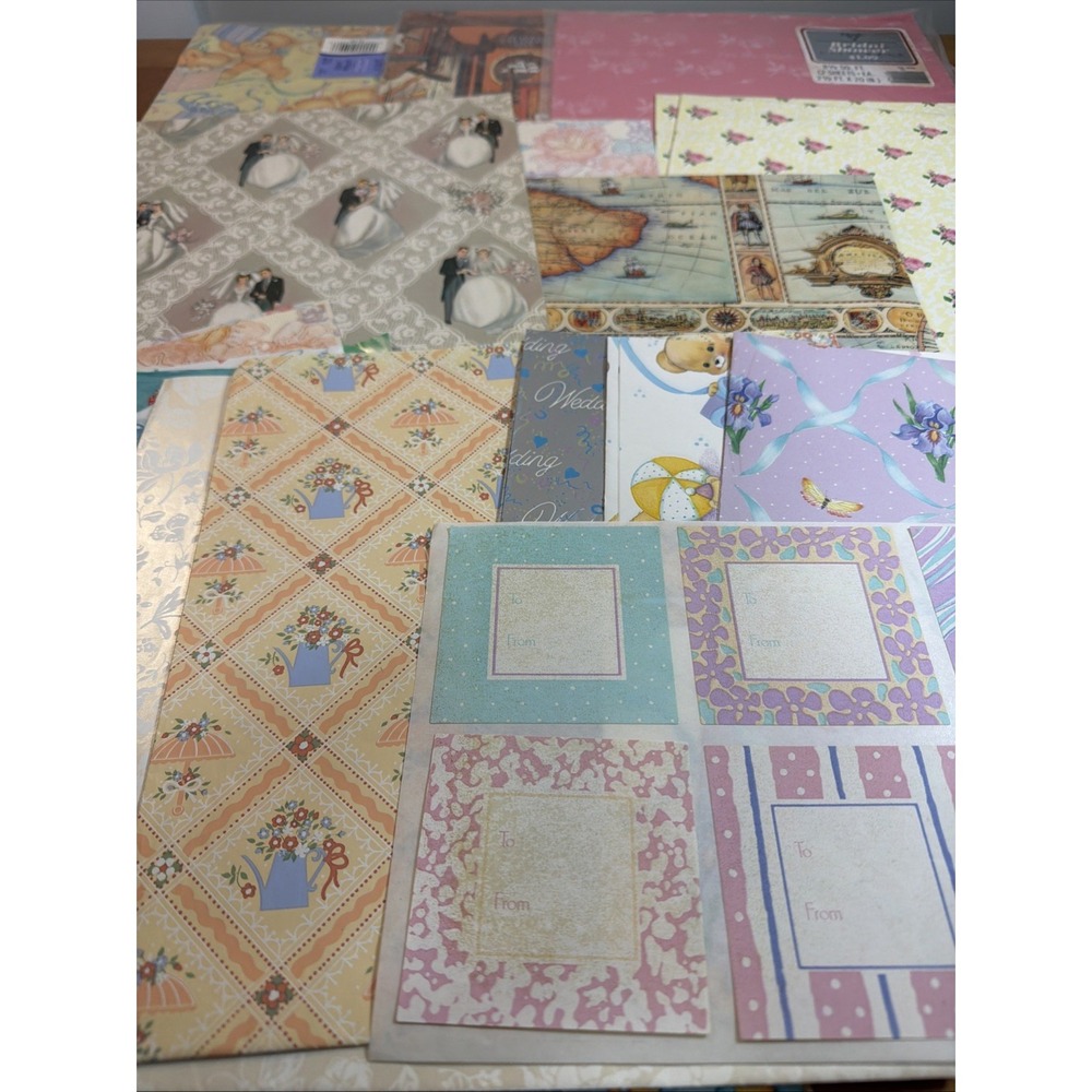 Vtg Flat Gift Wrap All Occassions, Some New In Package 16 Designs